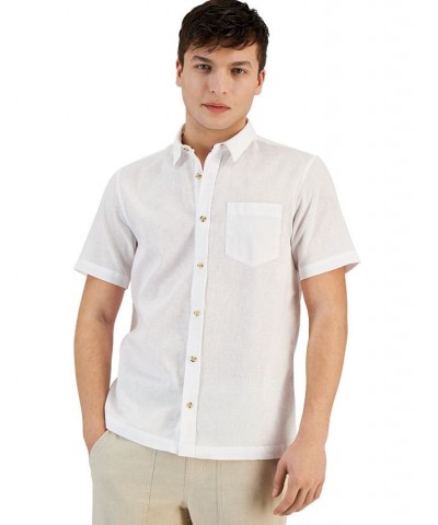 Men's Blake Linen Chambray Short Sleeve Button-Front Shirt PD01 $17.99 Shirts