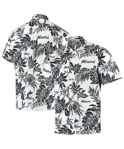 Men's White Miami Marlins Aloha Button-Down Shirt $32.24 Shirts