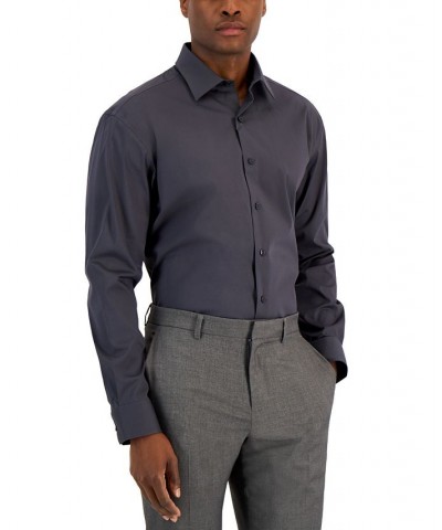 Men's Regular Fit 2-Way Stretch Stain Resistant Dress Shirt Gray $19.50 Dress Shirts