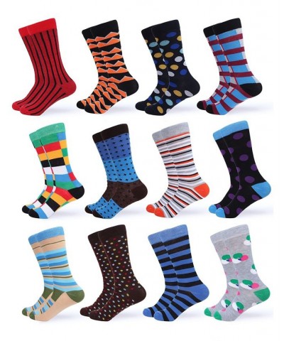 Men's Funky Colorful Dress Socks Pack of 12 PD01 $20.52 Socks