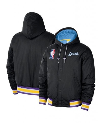 Men's Black/Blue Los Angeles Lakers 2021/22 City Edition Courtside Hooded Full-Zip Bomber Jacket $54.60 Jackets