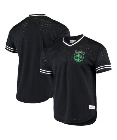 Men's Black Austin FC Mesh V-Neck T-shirt $50.99 T-Shirts