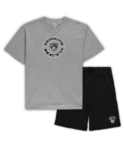 Men's Heathered Gray, Black Brooklyn Nets Big and Tall T-shirt and Shorts Sleep Set $42.39 Pajama