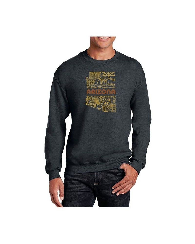 Men's Word Art Az Pics Crewneck Sweatshirt Gray $28.99 Sweatshirt