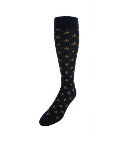 Atlas Fleur De Lis Over The Calf Fine Merino Wool Socks (1 Pair) Black $15.20 Socks