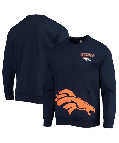 Men's Navy Denver Broncos Pocket Pullover Sweater $40.49 Sweaters
