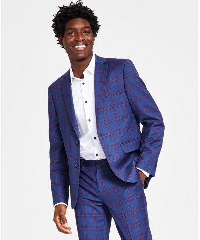 Men's Sean Slim Fit Plaid Blazer Blue $36.69 Blazers