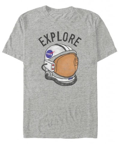 NASA Men's Explore Retro Helmet Logo Short Sleeve T- shirt Gray $18.19 T-Shirts