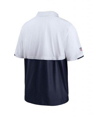 Men's White, Navy Denver Broncos Sideline Coaches Half-Zip Short Sleeve Jacket $38.40 Jackets
