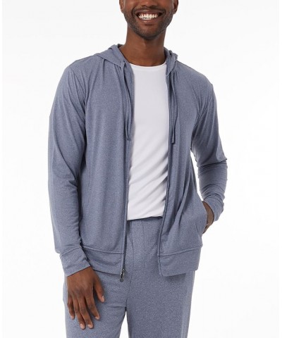 Men's Quick-Dry Stretch Hooded Full-Zip Sleep Jacket Ht Dim Blu $15.79 Pajama
