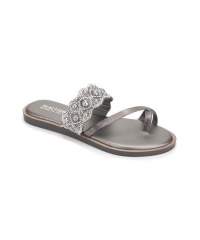 Women' Spring X Band Scallop Flat Sandals Silver $35.88 Shoes