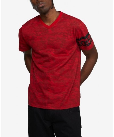 Men's Big and Tall Short Sleeve Madison Ave V-Neck T-shirt Red $19.68 T-Shirts