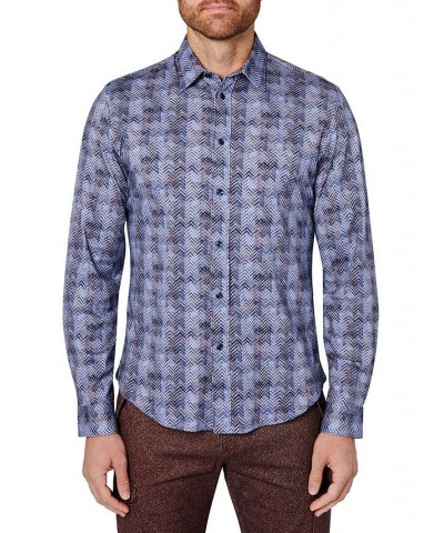 Men's Bronzite Liquid Knit Long Sleeve Button Up Shirt Gray $37.84 Shirts