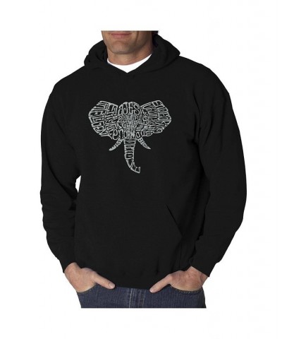 Men's Word Art Hoodie - Elephant Tusks Black $35.39 Sweatshirt