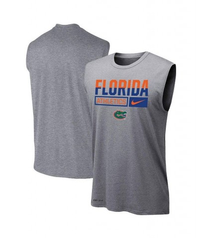 Men's Heathered Gray Florida Gators Wordmark Drop Legend Performance Tank Top $21.00 T-Shirts