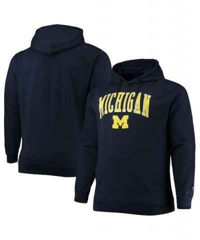 Men's Navy Michigan Wolverines Big and Tall Arch Over Logo Powerblend Pullover Hoodie $39.74 Sweatshirt