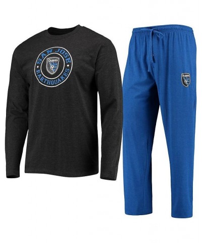 Men's Black and Blue San Jose Earthquakes Meter Long Sleeve T-shirt and Pants Sleep Set $31.19 Pajama