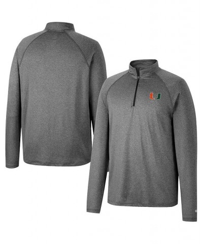 Men's Heathered Gray Miami Hurricanes Earth First Raglan Quarter-Zip Windshirt $19.60 Sweatshirt