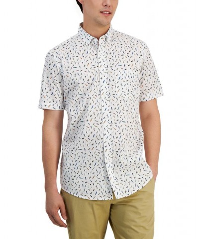 Men's Off The Hook Classic-Fit Printed Button-Down Poplin Shirt White $12.52 Shirts