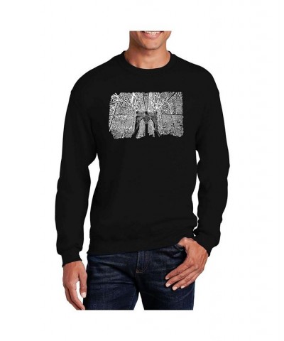 Men's Word Art Brooklyn Bridge Crewneck Sweatshirt Black $20.50 Sweatshirt