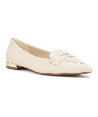 Women's Lallin Pointy Toe Slip-on Dress Flats White $52.47 Shoes