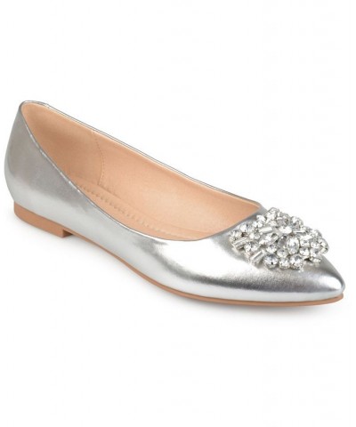 Women's Renzo Jeweled Flats Silver $51.99 Shoes