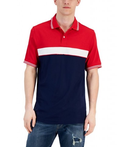 Men's Sporty Stripe Polo Shirt Red $17.28 Polo Shirts