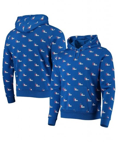 Men's and Women's Royal Philadelphia 76ers Allover Logo Pullover Hoodie $37.79 Sweatshirt