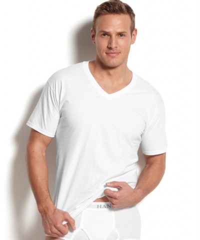Men's Big & Tall 4-Pk. Cotton V-Neck Undershirts White $13.80 Undershirt