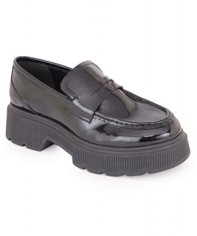 Women's Marge Lug Sole Loafers Black $58.11 Shoes