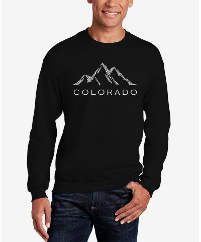 Men's Word Art Crewneck Colorado Ski Towns Sweatshirt Black $21.00 Sweatshirt