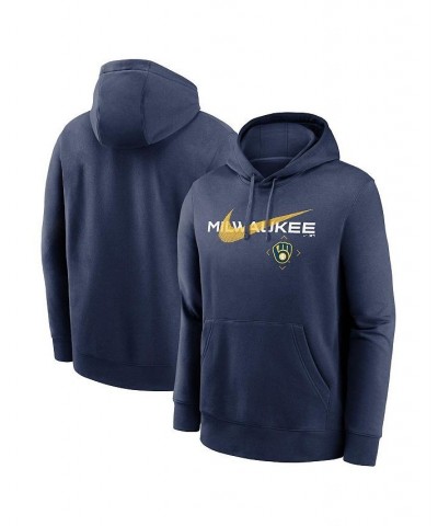Men's Navy Milwaukee Brewers Swoosh NeighborHOOD Pullover Hoodie $46.74 Sweatshirt