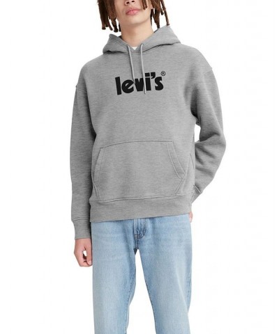 Men's Poster Graphic Logo Relaxed Fit Hoodie Gray $35.99 Sweatshirt