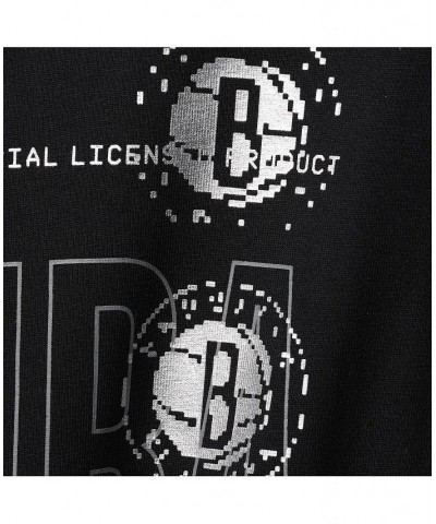 Men's Black Brooklyn Nets Courtside Chrome Long Sleeve T-shirt $24.75 T-Shirts