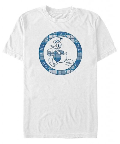 Men's Mickey Classic Donald Tartan Short Sleeve T-shirt White $15.05 T-Shirts