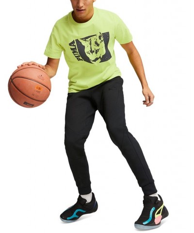 Men's Timeout Cat Graphic Short-Sleeve Crewneck Basketball T-Shirt Green $12.32 T-Shirts
