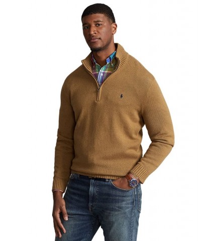 Men's Big & Tall Cotton Quarter-Zip Sweater Tan/Beige $43.47 Sweaters
